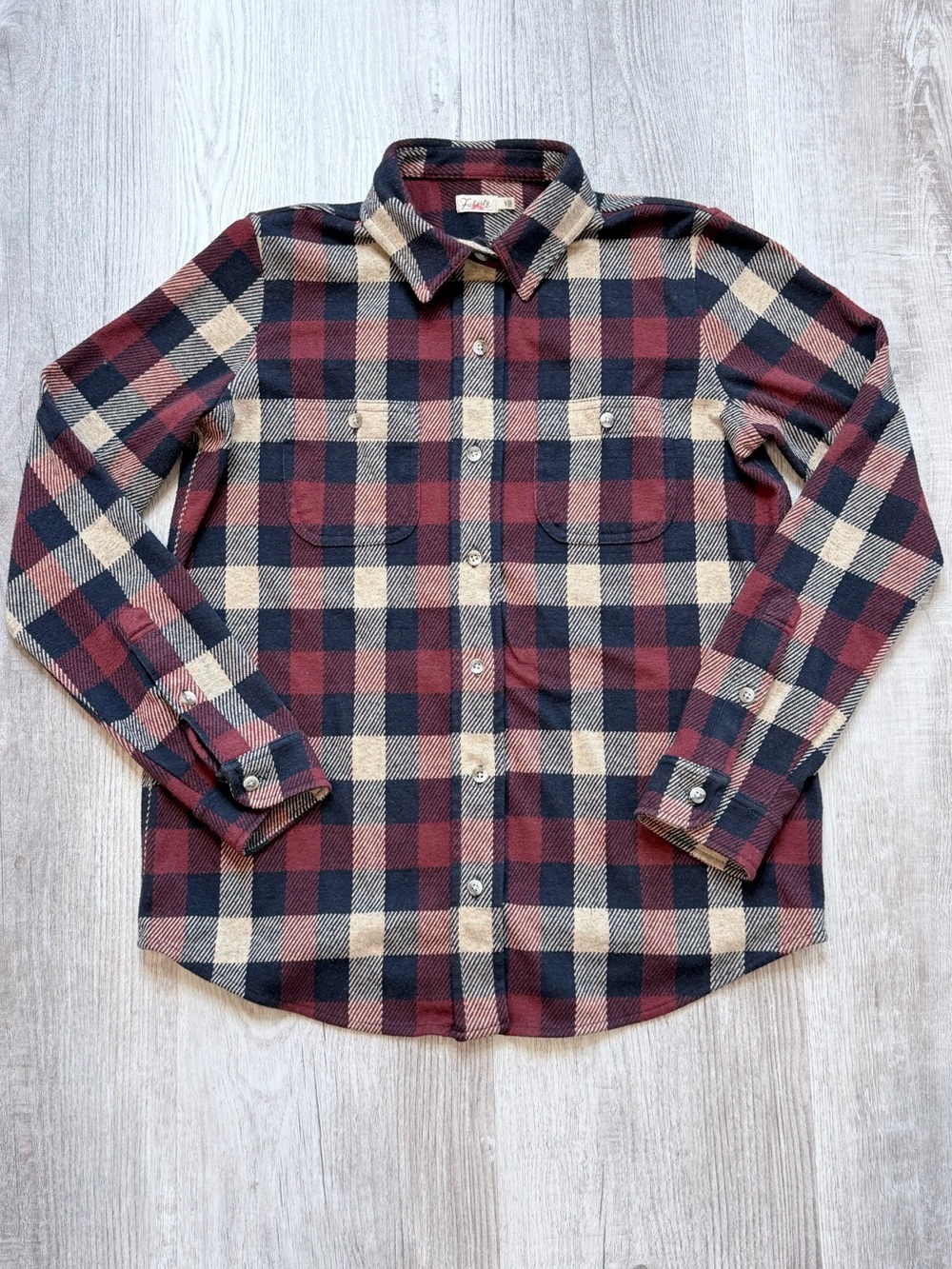 Faherty Women's Legend Sweater Shirt Cut Burchfield Plaid Stretch Flannel Size S